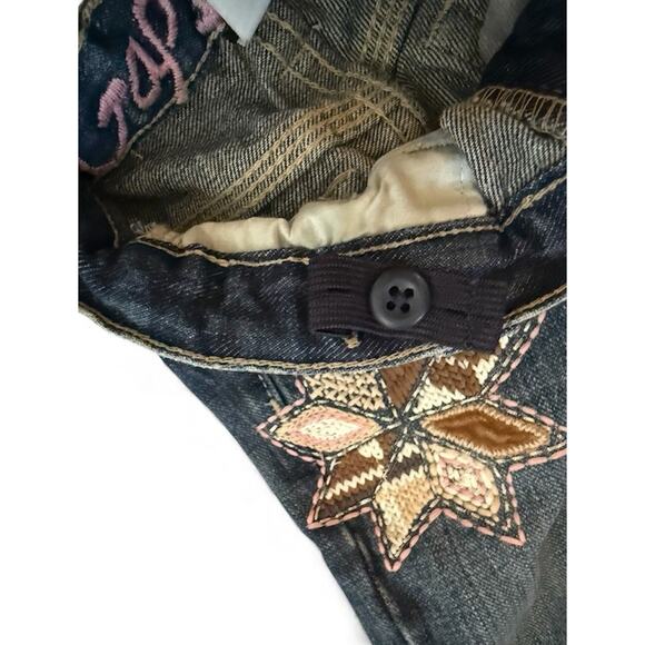 BABY GAP Girls 2t Fair Isle EMBROIDERED Denim Toddler Nordic Winter star Pants - Picture 7 of 9